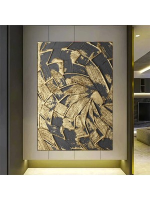 Siyah ve Altın Soyut; Lüks Kanvas Sanatı; Ofis Duvar Dekoru; Soyut Kanvas