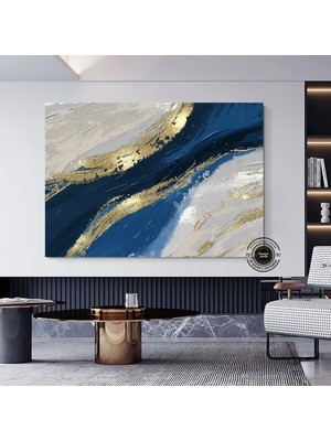 Lüks Mermer Duvar Dekoru; Lacivert Duvar Sanatı; Soyut Mermer Tablosu; Alkol Mürekkebi Sanatı; Altın