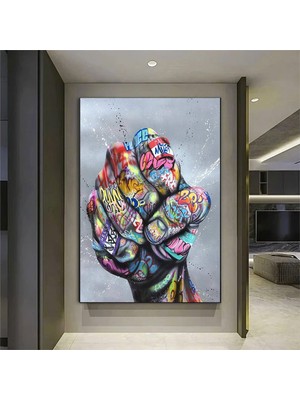 Sokak Graffiti Sanatı; Ellerini Tutan Aşıklar Kanvas Tablosu; Poster Baskıları; Duvar Sanatı; Ev Dek