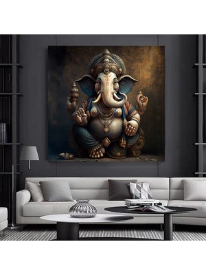 Büyük Ganeşa Kanvası – Renkli Ilham Verici Soyut Hindu Tanrısı Tablosu