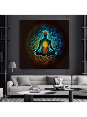 Hint Buddha Kanvas Poster Baskısı; Meditasyon; 7 Çakra; Yoga; Spor Temalı Duvar Sanatı; Oturma ve Ya
