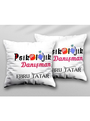 Kişiye Özel Psikolog Danışman Iki Adet Iki Tarafı Baskılı Yıkanabilir Yastık Kırlent Kılıfı