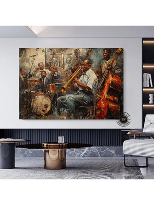 Caz Duvar Sanatı, Müzisyen Baskıları, Afrikalı Sanat Baskıları, Modern Soyut Caz Tablosu, Büyük Boy