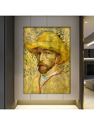Van Gogh Kanvas Duvar Sanatı – Gri Saman Şapkalı Otoportre; Sergi Resmi; Van Gogh Posteri; Van Gogh