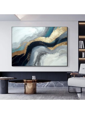 Lüks Mermer Duvar Dekoru; Lacivert Duvar Sanatı; Soyut Mermer Duvar Sanatı; Alkol Mürekkebi Sanatı;