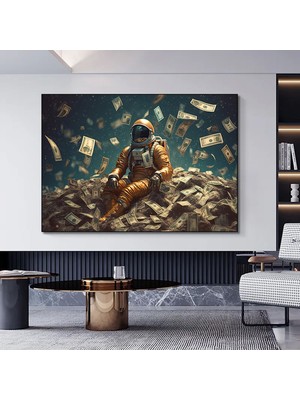 Para ve Astronot Kanvas Tablosu, Astronot Baskı Duvar Sanatı