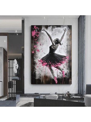 Balerin Graffiti Poster Baskısı, Dans Eden Balerin Duvar Sanatı, Sokak Sanatı Kanvas