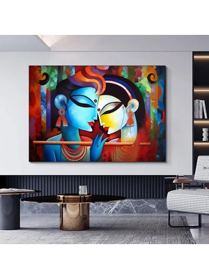 Radha Krishna Tablosu, Hindistan Geleneksel Reprodüksiyonu, Krishna ve Radha Temalı Duvar Dekoru