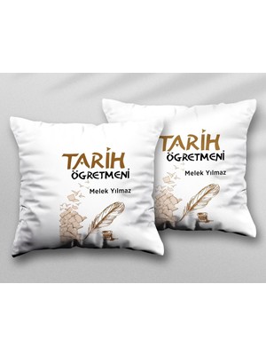 Kişiye Özel Tarih Öğretmeni Ty Iki Adet Iki Tarafı Baskılı Yıkanabilir Yastık Kırlent Kılıfı