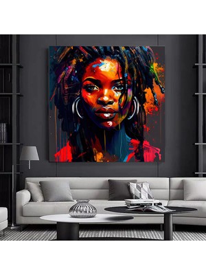 Renkli Afrikalı Kadın Kanvas Sanatı; Afrika-Amerikan Sanatı; Modern Sanat Baskısı; Moda Dekor; Afrik