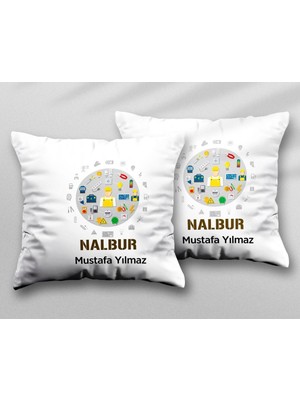 Kişiye Özel Nalbur Iki Adet Iki Tarafı Baskılı Yıkanabilir Yastık Kırlent Kılıfı