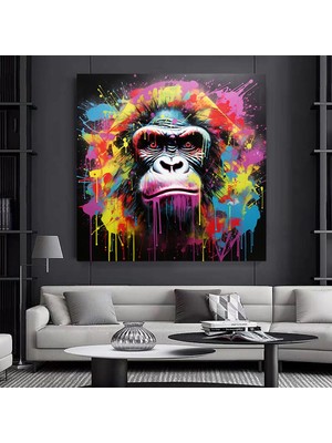 Soyut Graffiti Maymun; Komik Gorilla Duvar Sanatı; Renkli Şempanze Kanvas Dekor; Graffiti Maymun San