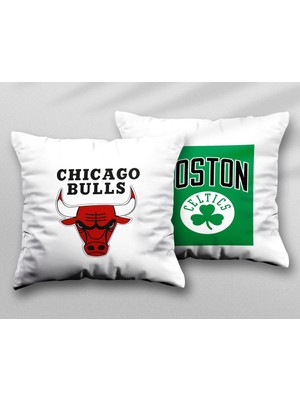 Nba Chicago Bulls And Boston Iki Adet Iki Tarafı Baskılı Yıkanabilir Yastık Kırlent Kılıfı
