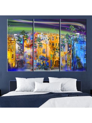 Sokak Silueti Tablosu, Şehir Manzarası Yağlıboya Kanvas Baskı