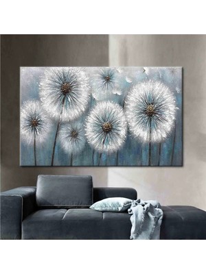 Karahindiba Duvar Dekoru, Çiçek Posteri, Soyut Karahindiba Kanvas Tablosu