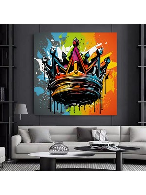 Taç Graffiti Duvar Sanatı; Kral Tacı Dijital Sanat Baskısı; Pop Art; Urban Graffiti