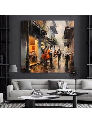 Sokak Müzisyenleri Kanvas Baskısı, Müzisyen Baskısı, Müzisyen Soyut Duvar Sanatı, Müzisyen Kanvası