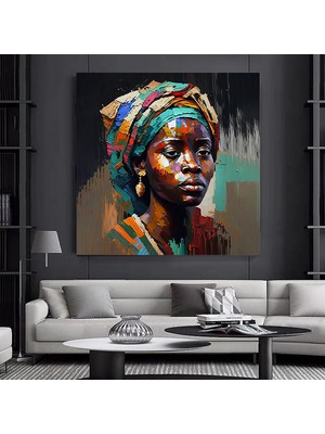 Renkli Afrikalı Kadın Kanvası, Afro-Amerikan Sanat, Modern Sanat Baskısı, Moda Dekoru