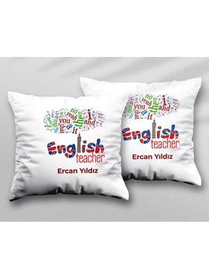 Kişiye Özel English Teacher Big Iki Adet Iki Tarafı Baskılı Yıkanabilir Yastık Kırlent Kılıfı