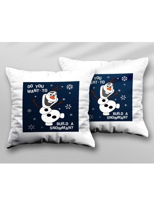 Do You Want To Olaf Frozen Iki Adet Iki Tarafı Baskılı Yıkanabilir Yastık Kırlent Kılıfı