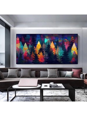 Çok Büyük Modern Ağaç Kanvası, Renkli Soyut Duvar Tablosu, Kırmızı Maya Mavi Turuncu Renklerde