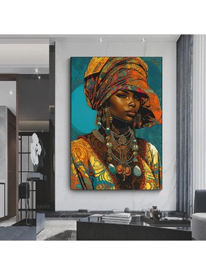 Modern Afrika Kadın Tablo Poster Ev Dekoru, Oturma Odası Için, Kanvas Üzerine Afrika Kadın Baskısı