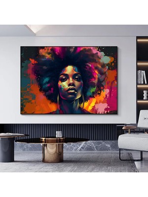 Modern Afro-Amerikan Kadın Graffiti Duvar Sanatı. Kadın Graffiti Duvar Dekoru