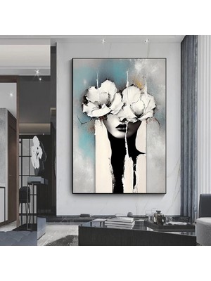 Kadın Soyut Sanatı, Altın Fırça Darbeleri ile Modern Poster Dekoru, Kadın Duvar Kanvas Sanatı