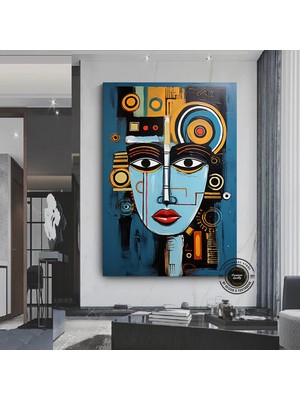 Afrika-Amerikan Kültürü Duvar Sanatı; Afrika Kültürü Duvar Dekoru; Sembol Kanvas Tablo; Soyut Kanvas