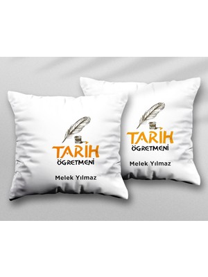 Kişiye Özel Tarih Öğretmeni Klm Ty Iki Adet Iki Tarafı Baskılı Yıkanabilir Yastık Kırlent Kılıfı