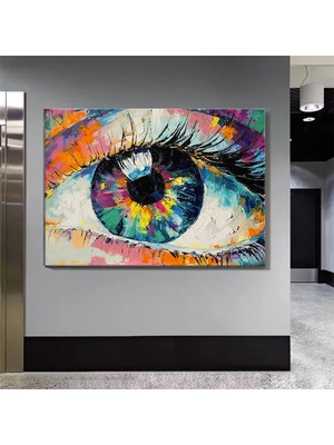 Soyut Göz Kanvas Tablo – Renkli Bakış – Modern Yağlı Boya Duvar Dekoru