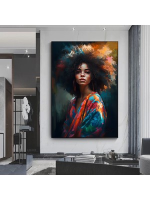 Modern Afrikalı Kadın Kanvas Tablosu – Oturma Odası Dekoru; Etnik Kadın Sanatı