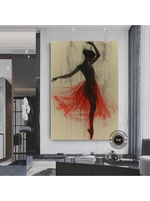 Modern Bale Kanvas Tablosu – Soyut Balerin Baskısı; Dans & Kadın; Ev Hediyesi