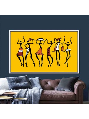 Afrika Dansçıları; Afrika Duvar Sanatı; Afrika Eseri; Afrika Kadın Baskısı; Etnik Kanvas; Dansçı Tab