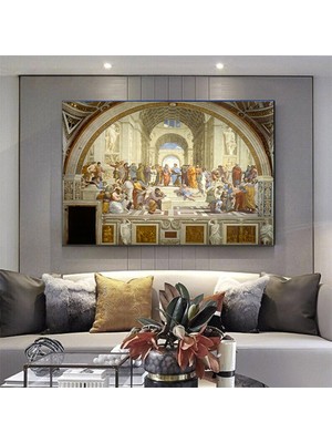 Atina Okulu Kanvas Reprodüksiyonu – Raphael ve Sokrates Tablosu – Tarihi Sanat