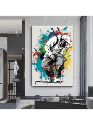 Renkli Maymun Baskısı, Soyut Sanat, Renkli Kanvas Tablolar, Graffiti Sanat Kanvası