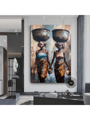 Afrika Kadın Portresi, Afro-Amerikan Kültürü, Afrika Kabilesi Duvar Sanatı, Yağlı Boya