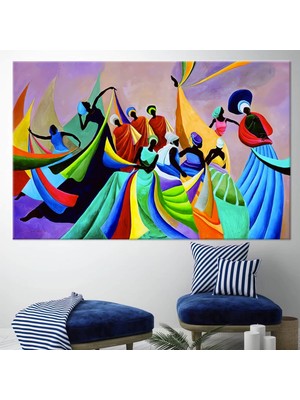 Renkli Afrikalı Kadın Dansçıları, Afrika Duvar Sanatı, Afro-Amerikan Kadın Portreleri