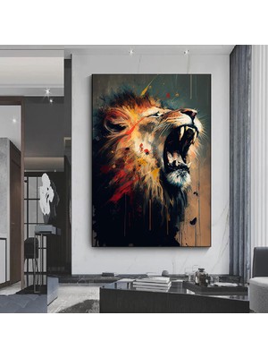 Soyut Graffiti Aslan Tablosu, Renkli Sokak Hayvan Sanatı, Modern Ev Dekoru