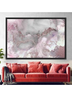Pembe ve Gri Mermer Poster, Alkol Mürekkebi Duvar Sanatı, Soyut Lüks Kanvas