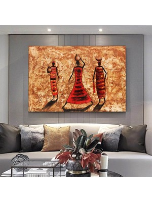 Masai Afrikalı Kadınlar Duvar Sanatı – Soyut Afrika Kanvas; Renkli Etnik Tablo