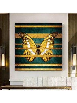 Altın Kelebek Kanvas Tablosu; Kelebek Ev Dekoru; Sarı Kelebek Sanatı; Altın Kelebek Ev Dekoru
