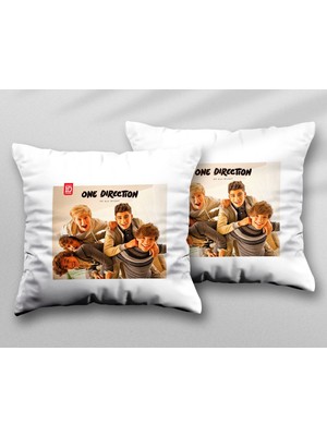 One Direction Iki Adet Iki Tarafı Baskılı Yıkanabilir Yastık Kırlent Kılıfı