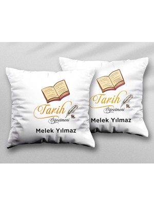 Kişiye Özel Tarih Öğretmeni Yz Iki Adet Iki Tarafı Baskılı Yıkanabilir Yastık Kırlent Kılıfı