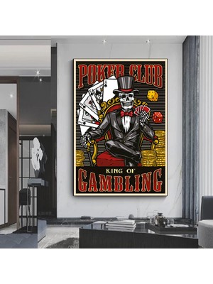 Ölümcül Dörtlü – Iskelet Poker Duvar Sanatı; Iskelet Poker Oynayan Kanvas Baskı; Poker Kanvas Sanatı