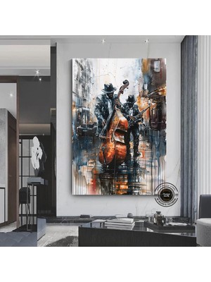 Afrika Caz Sanatı, Afrika Kanvas Tablosu, Caz Duvar Sanatı, Siyah Müzisyen Erkek Kanvası