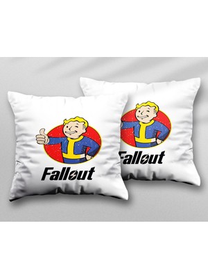 Fallout Vault Boy Iki Adet Iki Tarafı Baskılı Yıkanabilir Yastık Kırlent Kılıfı