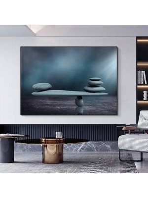 Taş Denge Duvar Sanatı; Denge Soyut Sanat; Denge Kanvas Duvar Sanatı; Zen Esintili Denge Duvar Dekor