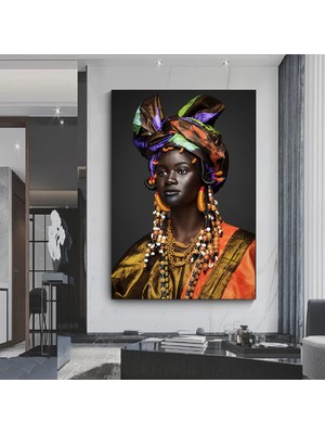 Afrikalı Kadın Kanvas Tablo / Afrika-Amerikan Ev Dekoru / Siyahi Kadın Makyaj Temalı Duvar Dekoru