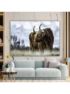Highland Ineği; Sığır Duvar Dekoru; Hayvan Duvar Sanatı; Doğa Manzara Baskısı; Vahşi Boğa Duvar Sana